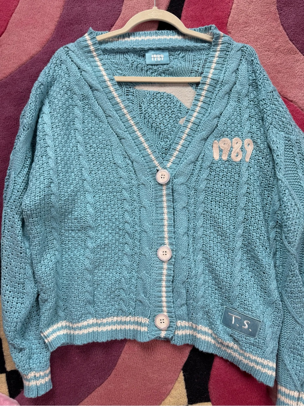 Taylor Swift Official 1989 Seagull Cable Knit Oversized Cardigan Blue M/L Rare - Picture 3 of 11